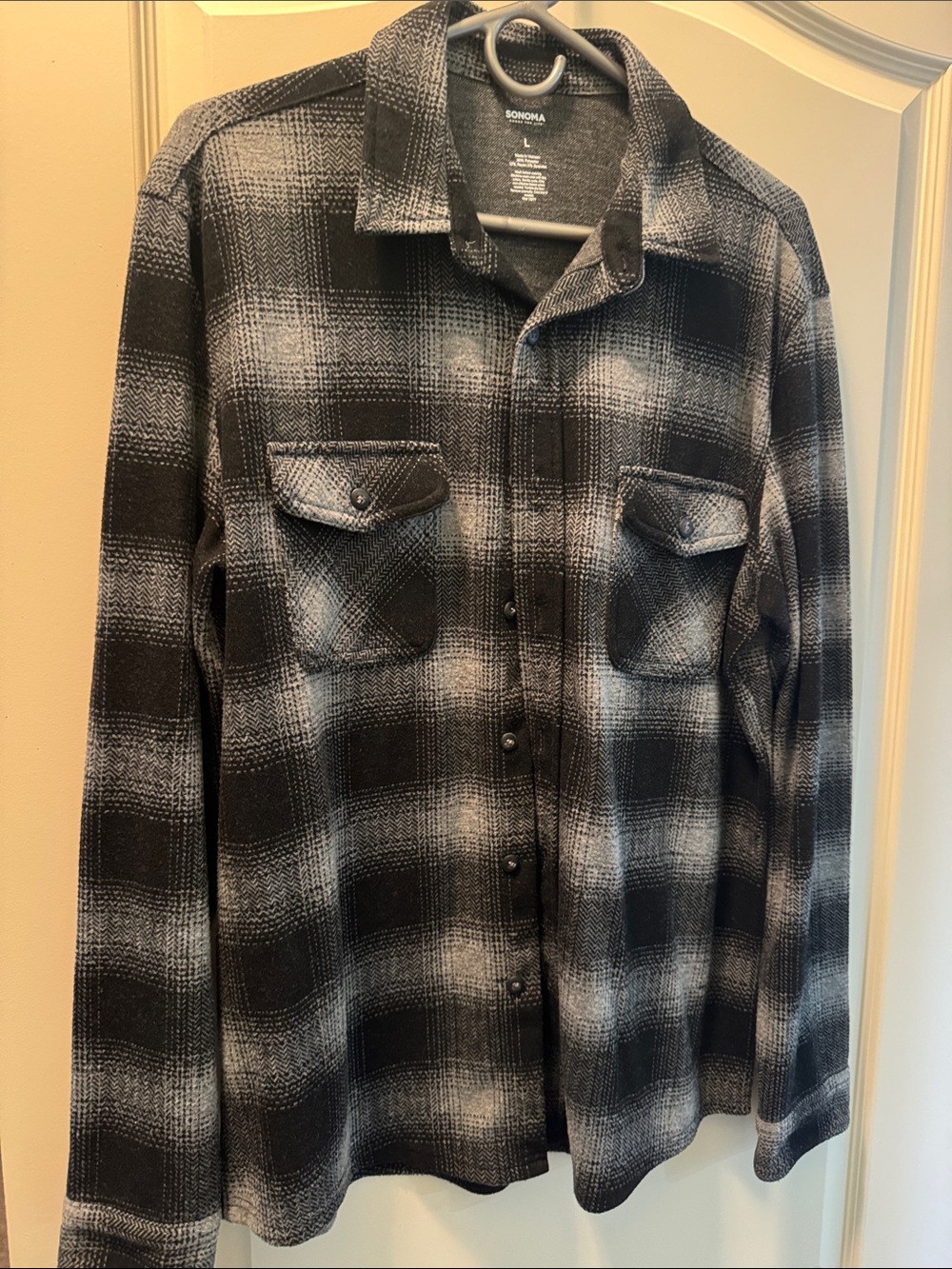 Sonoma Black and Gray Plaid Lightweight Shirt Jacket